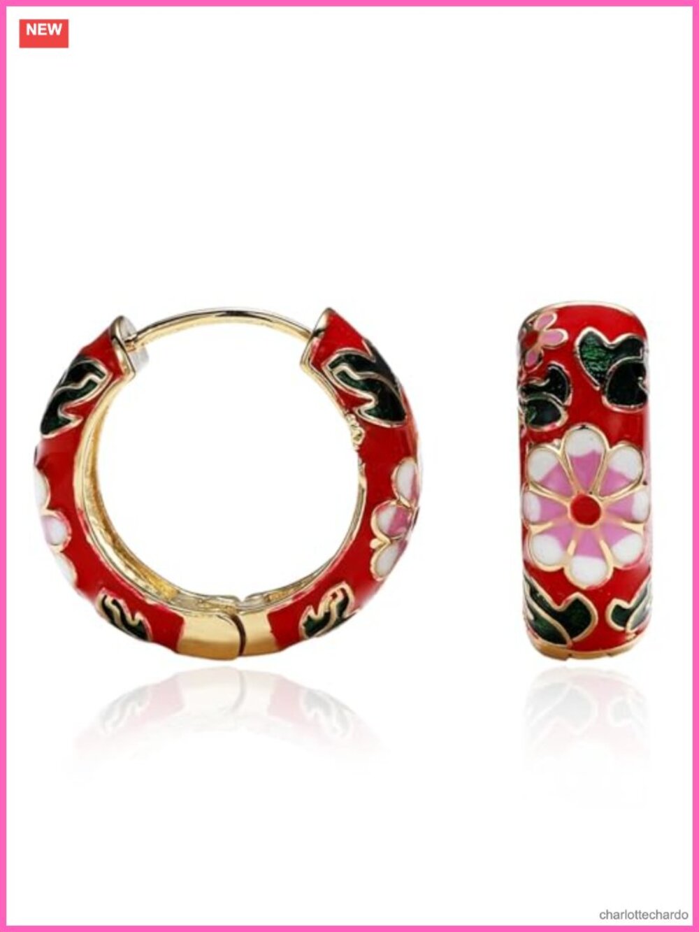 Enamel Bamboo Hoop Earrings Dripping Oil Huggie Circle Vintage Trendy Women